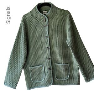 NWOT PURE COTTON WAFFLE WEAVE UTILITY COAT BARN JACKET POCKETS BUTTON UP | LARGE